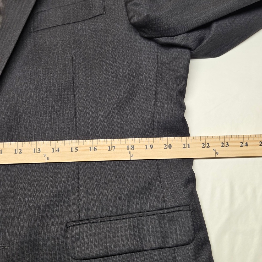Lauren Ralph Lauren 42R 36W Charcoal Herringbone Wool Suit 2-Button Notch Lapel - Picture 12 of 16